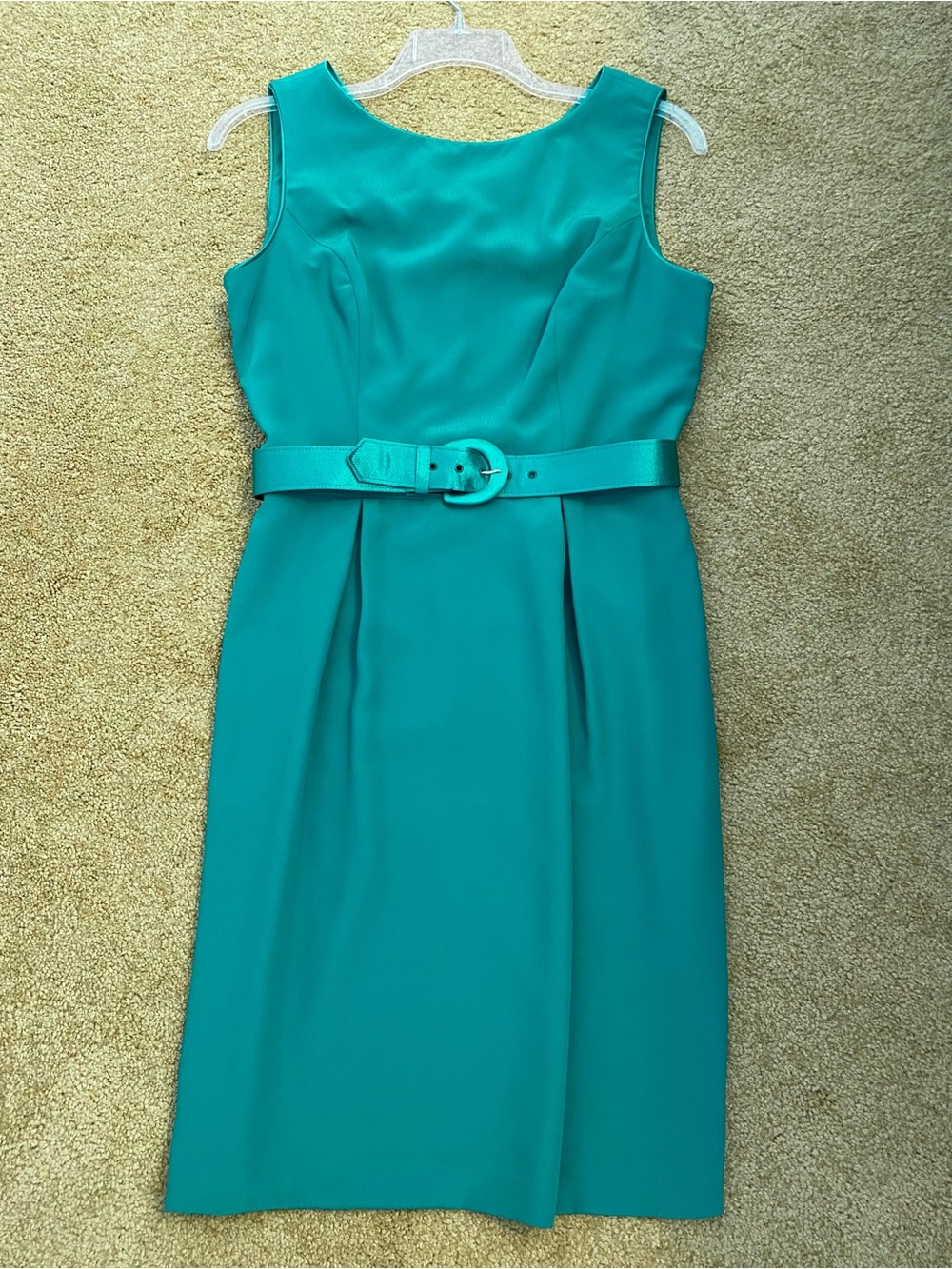 Talbots Teal Sleeveless Belted Sheath Dress